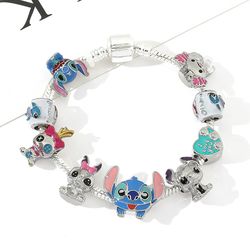 disney stitch charm bracelet cartoon lilo & stitch inspired bracelet diy stitch pendant beads bangle jewelry