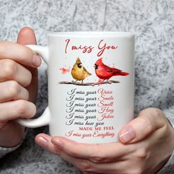 cardinal drawing, i miss your everything - heaven white mug, christian coffee mugs, pastor gift, merry christmas gifts