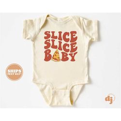 slice slice baby pizza bodysuit, newborn gender neutral outfits, cute vintage onesie, newborn, slice slice baby 5228