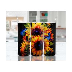 sunflower tumbler design, sublimation design for 20 oz skinny tumbler | seamless wrap, high resolution | instant digital