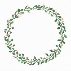 floral border cross stitch pattern pdf/ round flower needlepoint counted chart/ circle spring wreath/ 6, 7, 8 inch cross