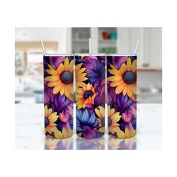 sunflower tumbler design | sublimation design for 20 oz skinny tumbler | seamless wrap, high resolution | instant digita