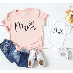 mama mini matching set, baby shower gift, mama t-shirt, mini onesie, mini toddler, mini youth, new mom gift idea, baby a