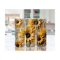 sunflower tumbler design, 3d paper cut, sublimation design for 20 oz skinny tumbler | high resolution | instant digital