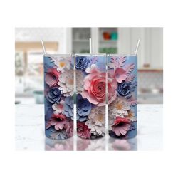 3d floral tumbler wrap | carved, botanical, wild flowers | seamless sublimation design for 20 oz tumbler | instant digit