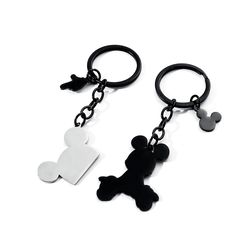 disney anime mickey keychain cartoon cute minnie keyring student bag hanging all-match car key chain couple