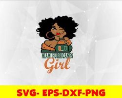 miami hurricanes girl, svg, png, eps, dxf, ncaa teams