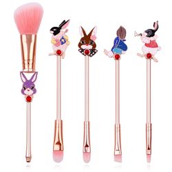 disney alice in wonderland cartoon makeup brushes 5pcs/set women girls gift for cosmetics foundation blush powder