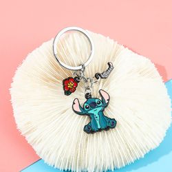 new in disney stitch enamel pendant keychain cartoon cute lilo & stitch keyrings for girls stitch backpack accessories
