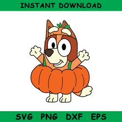 bluey bingo pumpkin halloween svg, bluey halloween svg, bluey svg, cartoon svg, png dxf eps file