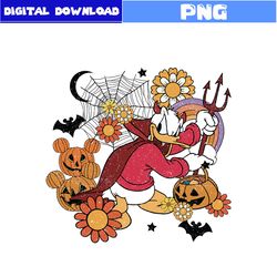 halloween floral png, halloween donald duck png, donald duck png, mickey mouse png, halloween png, png digital file