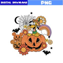 halloween floral png, halloween pluto dog png, pluto dog png, mickey mouse png, halloween png, png digital file