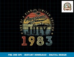 40 year old awesome since july 1983 40th birthday png, sublimation copy