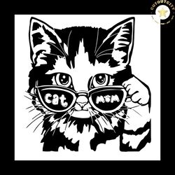 cool cat with glasses funny svg, cat svg, glasses svg, cat lover svg, cool cat svg