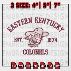 eastern kentucky colonels embroidery files, ncaa embroidery designs,eastern kentucky colonels machine embroidery pattern