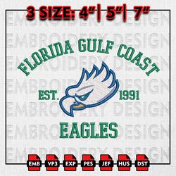 florida gulf coast eagles embroidery files, ncaa embroidery designs,florida gulf coast eagles machine embroidery pattern