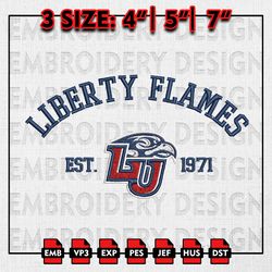 liberty flames embroidery files, ncaa embroidery designs, liberty flames machine embroidery pattern