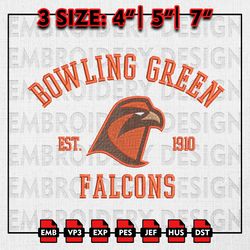 bowling green falcons embroidery files, ncaa embroidery designs, ncaa bowling green falcons machine embroidery pattern