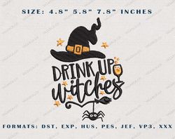 drink up witches design, happy halloween embroidery design, hocus pocus embroidery design, hocus pocus sisters, sanderso