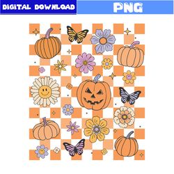 checkers halloween png, pumpkin png, ghost png, bat png, retro halloween png, halloween png, cartoon png, png file