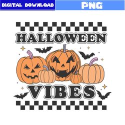 halloween vibes png, pumpkin png, ghost png, bat png, retro halloween png, halloween png, cartoon png