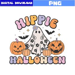 hippie halloween png, pumpkin png, ghost png, bat png, retro halloween png, halloween png, cartoon png