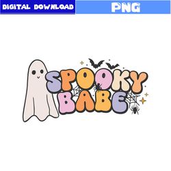 spooky babe png, ghost png, bat png, retro halloween png, halloween png, cartoon png, png digital file