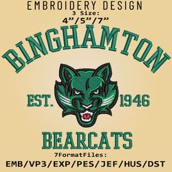 binghamton bearcats embroidery design, ncaa logo embroidery files, ncaa bearcats, machine embroidery pattern
