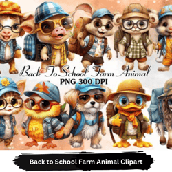 back to school farm animal cliparts