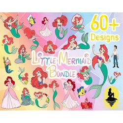 60 little mermaid ariel layered svg princess bundle