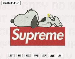 sleeping snoopy supreme embroidery machine designs instant digital download pes file