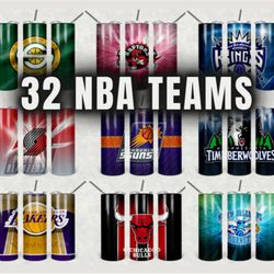 basketball tumbler designs bundle: 32 nba-themed wraps for 20oz tumblers with png sublimation printing design