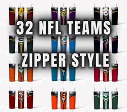 bundle of 32 nfl football zipper tumbler wraps - high-quality png sublimation printing designs for 20oz tumblers