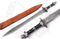 remarkable hand forged damascus steel sword