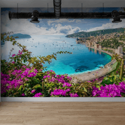 riviera wall murals aerial view art, french wallpaper