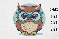 cute owl wearing glasses embroidery design download embroidery design pattern