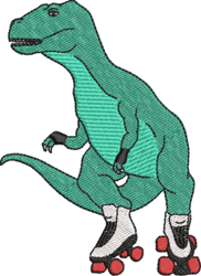 dinosaur on rollers embroidery design