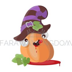 pumpkin hat halloween funny cartoon vector illustration set