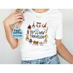 disney epcot world traveler shirt, family vacation shirt,disney family matching tee, disneyland group trip tee, disney w