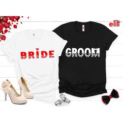 bride and groom shirt, wedding shirt, bridal party t-shirts, couple shirts, husband  wife shirt.