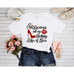 stepping into my birthday shirt,  birthday queen shirt, birthday party shirt, birthday gift for her, birthday queen shir