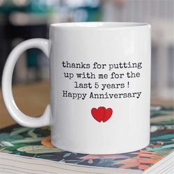 5th anniversary gift for husband, 5 year anniversary gift for him, funny wedding anniversary mug, anniversary gift for h