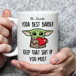 personalized gift for barber, yoda best barber, barber gift, barber mug, gift for barber, funny personalized barber gift