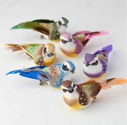 assorted color mushroom birds with clips