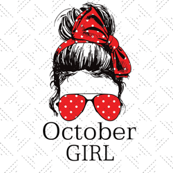 octocber girl red bandana sunglass face girls birt