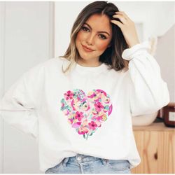 womens valentines heart sweatshirt, love sweatshirt, valentines day shirt, cute valentine sweatshirt, floral heart valen
