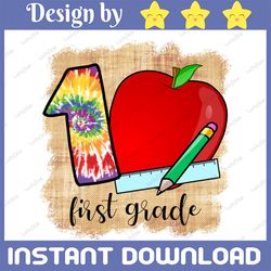 1st grade level shirt first teacher apple colorful floral preppy pattern digital design sublimation clipart png download