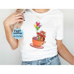 disney turning red balloon tea cup shirt, turning red tee, disney balloon tea cup tee, cute red panda shirt, magic kingd