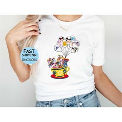 disney characters tea cup balloon shirt, disney characters mickey head balloon shirt, disney characters balloon tee, dis