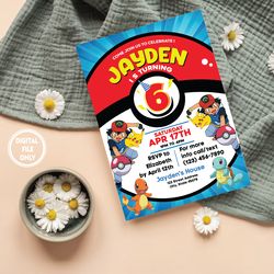 personalized file pokemone birthday invitation digital, instant download, printable, for twins, pikachu digital png only